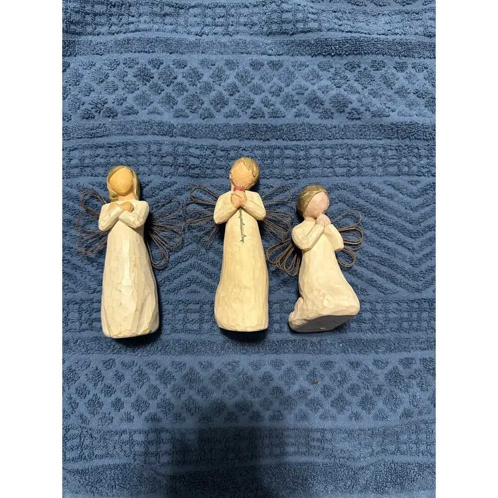 Lot of 3 Susan Lordi Willow Tree Angel‎ Figurines Loving Angel, Prayer, & Wishes